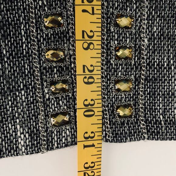 CHICO'S Blazer Jacket Duster Topper Coat Tweed Jeweled‎ Hook Metallic Thread - Picture 16 of 16